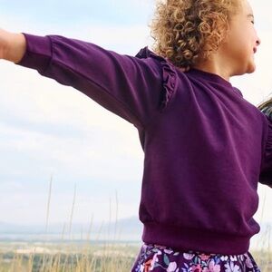 LS Deep Plum Flutter Crewneck & Violet Meadow Legging